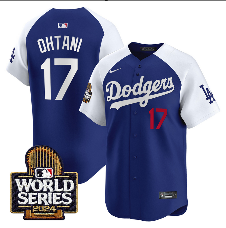 Men MLB Los Angeles Dodgers #17 Ohtani blue 2024 World Series Champions Patch Limited Jersey20241105 style 5